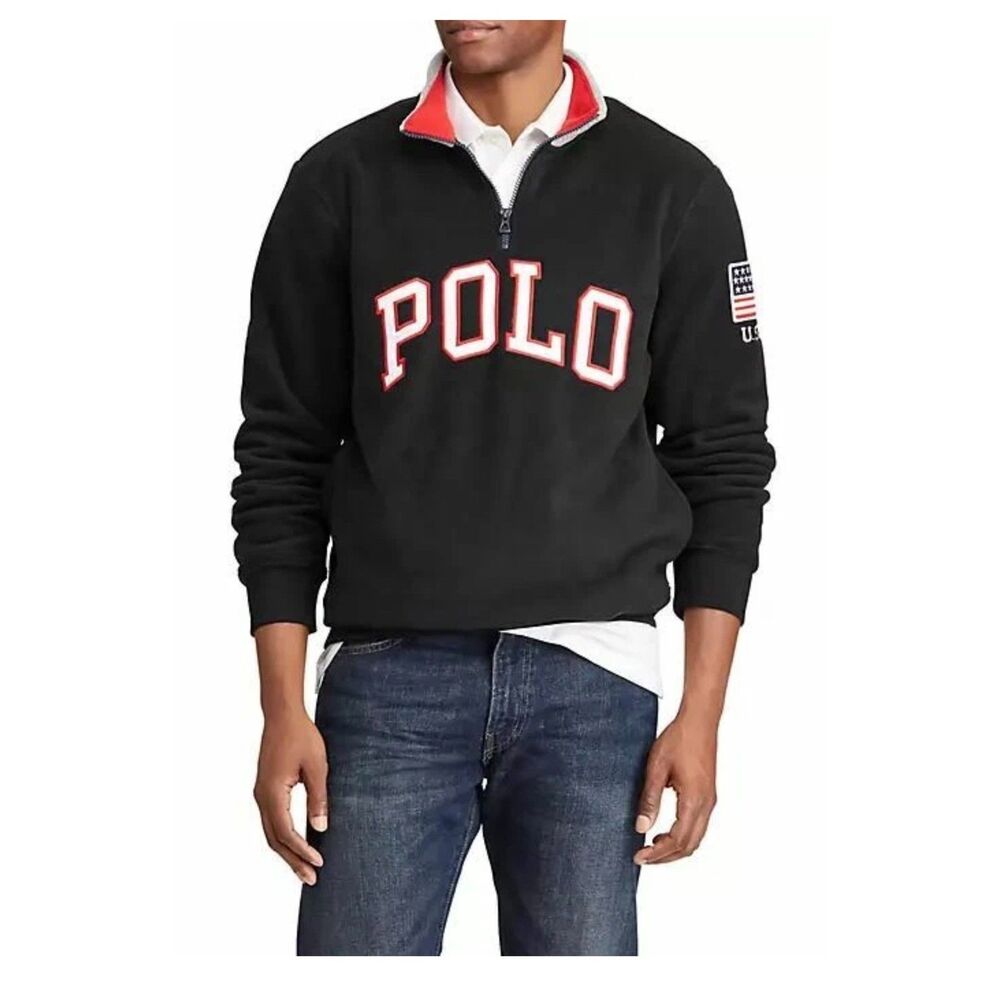 Polo Ralph Lauren Men's 1/4 Zip Fleece US Flag-Size XXL